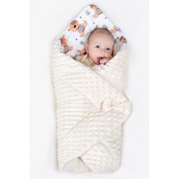 Pătură înfășat bebe - 75x75 cm - Minka NEW BABY - ursuleț/steluțe