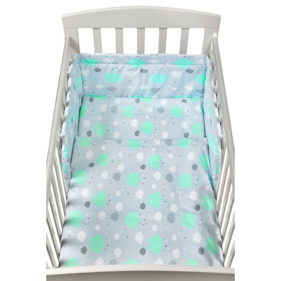 Detské posteľné obliečky 2-dielne 90 x 120 cm NEW BABY - obláčiky mätové