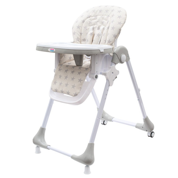 Scaun de masă bebe - NEW BABY Gray Star - alb/bej, steluțe