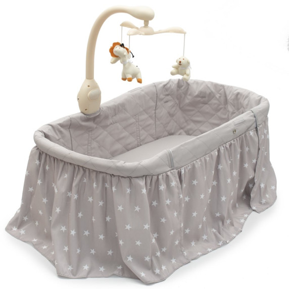 Multifunkcionális baba bölcső kiságy New Baby - Csillag szürke