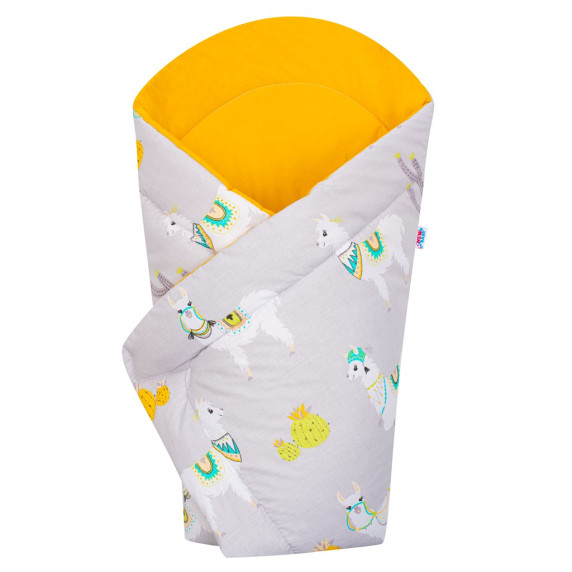 Păturică bebe tip plic - NEW BABY - lamă - gri/galben