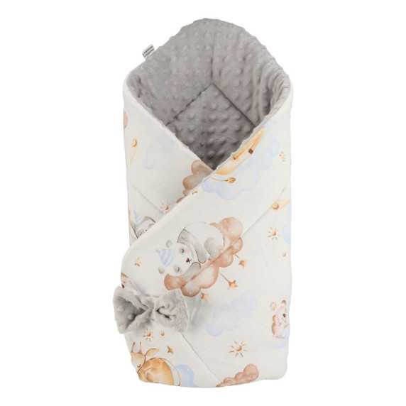 Pătură înfășat bebe - 75x75 cm - Minka NEW BABY - gri/animale