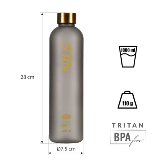 Sticlă din tritan - NILS Camp NCD61 1000 ml - gri