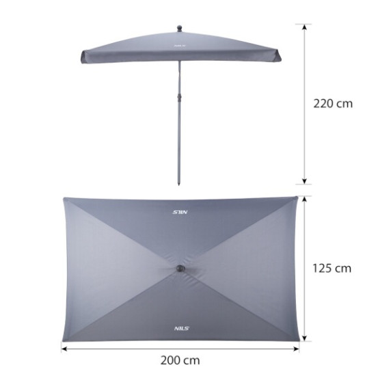 Napernyő négyszögletes 200x125 cm NILS Camp NC7826 - Szürke