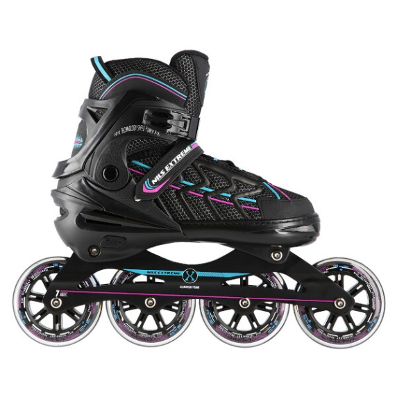 NA1128 ČERNO-FIALOVÉ VEL.XL(43-45) KOLEČKOVÉ BRUSLE NILS EXTREME