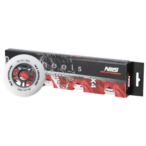 Matné kolieska NILS Extreme PU 84x24 82A, biele, 4 ks