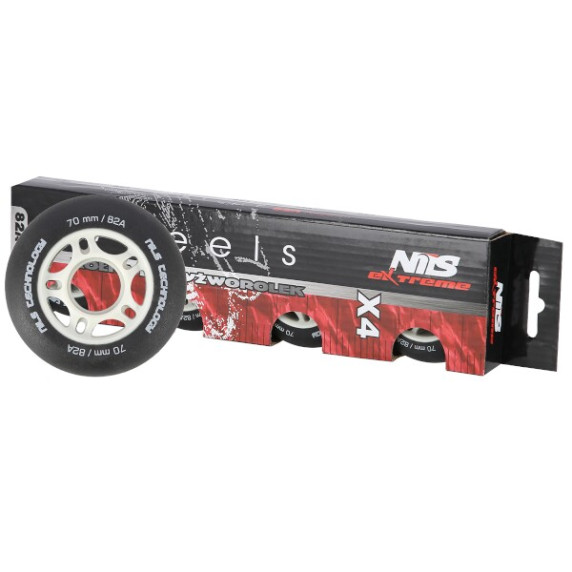 Matné kolieska NILS Extreme PU 70x24 82A, čierne, 4 ks