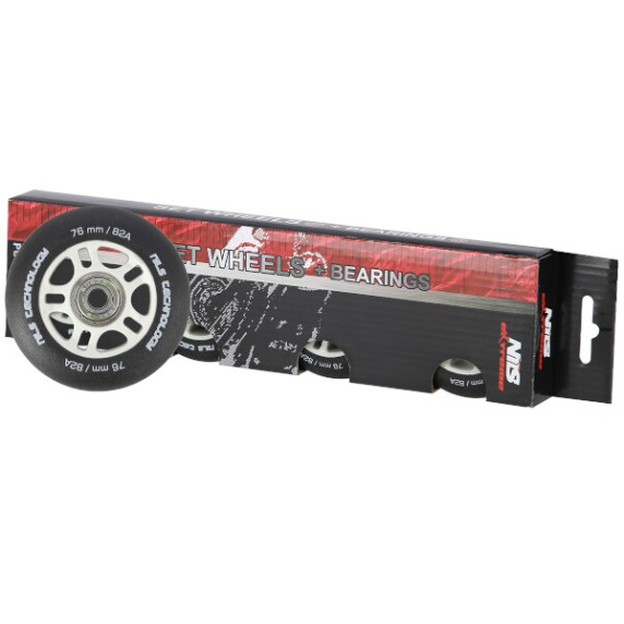 Matné kolieska NILS Extreme PU 76x24 82A s ložiskami ABEC 9, čierne, 4 ks