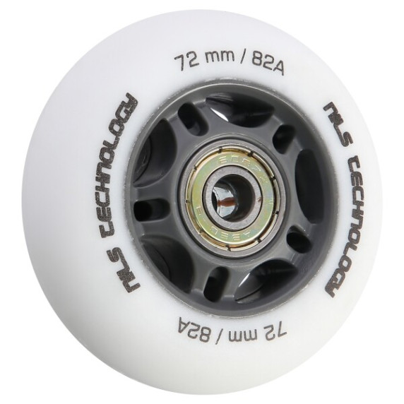 Matné kolieska NILS Extreme PU 72x24 82A s ložiskami ABEC 9, biele, 4 ks