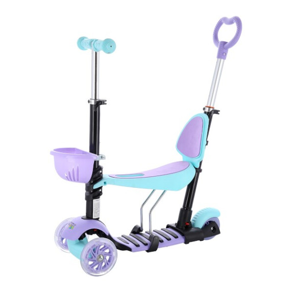 Trotinetă acționată cu picioarele cu mâner - violet/mentă - NILS Fun HLB07