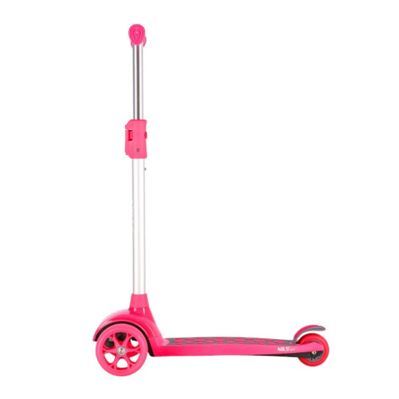 Trotinetă pentru copii cu roți LED - roz - NILS Fun HLB02