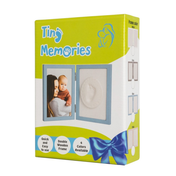 Kéz és láblenyomat készítő készlet Tiny Memories - Kettes keret - Rózsaszín