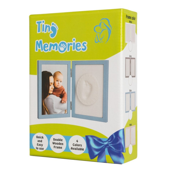 Kéz és láblenyomat készítő készlet Tiny Memories - Kettes keret - szürke