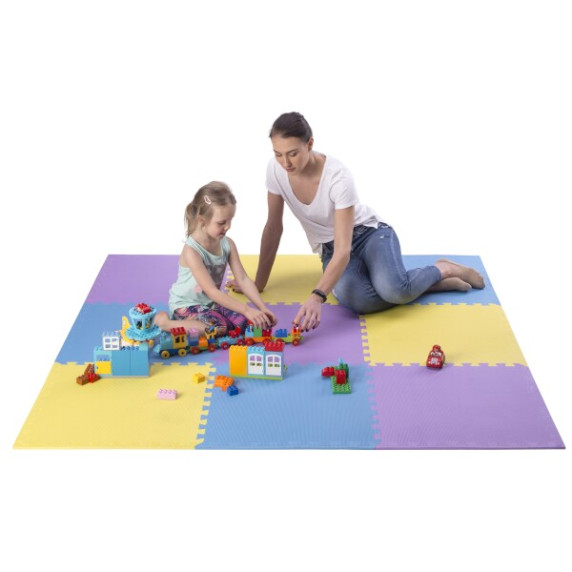 Ochranná puzzle podložka MP10 žltá-modrá-fialová