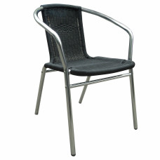 Scaun de grădină din rattan - Linde Exkluzív MC4601 -Argintiu/Negru - 