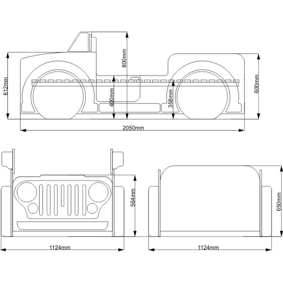 Gyerekágy Inlea4Fun JEEP - sötétzöld