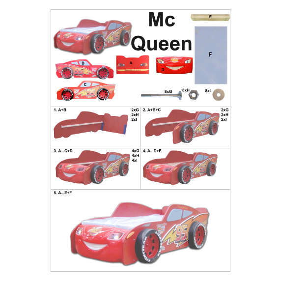 Gyerekágy Verdák Inlea4Fun Villám McQueen MDF