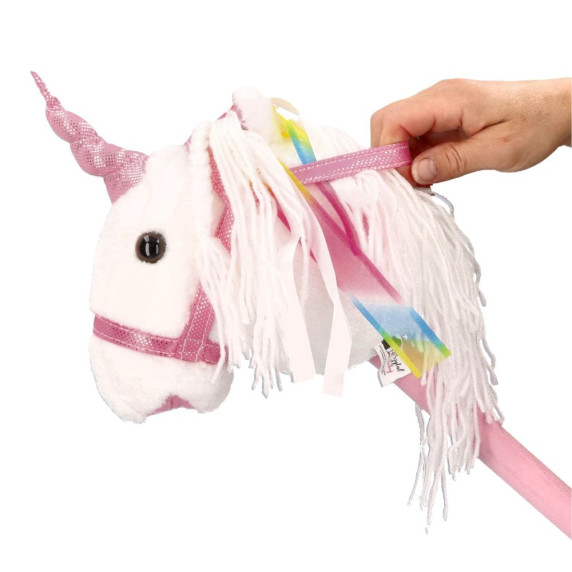 Băț de călărit din pluș - unicorn - alb