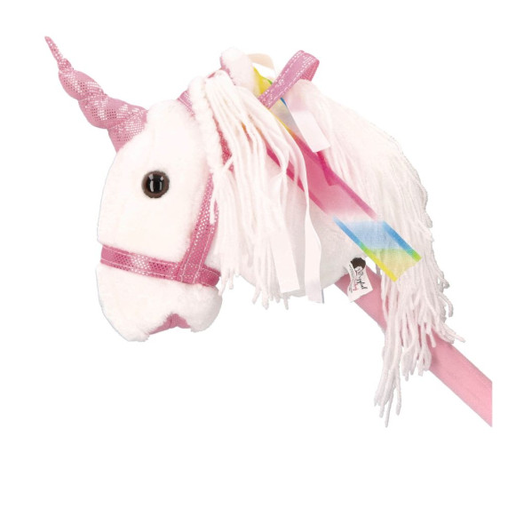 Băț de călărit din pluș - unicorn - alb