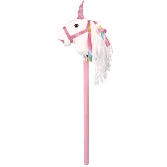 Băț de călărit din pluș - unicorn - alb