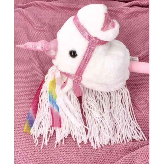 Băț de călărit din pluș - unicorn - alb