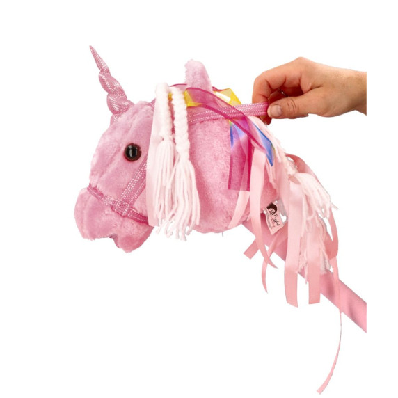 Băț de călărit din pluș - unicorn - roz