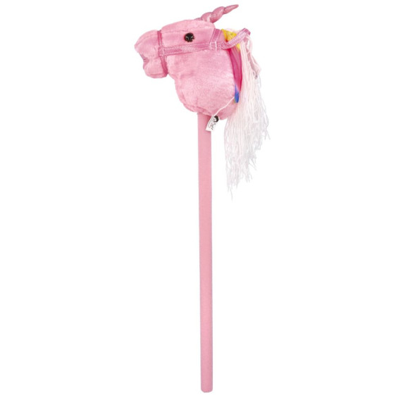 Băț de călărit din pluș - unicorn - roz