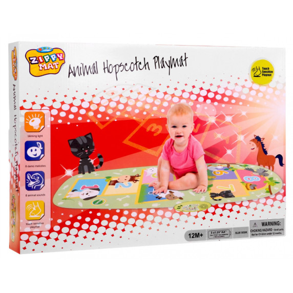 Zenélő ugrósikola játszószőnyeg ANIMAL HOPSCOTCH PLAYMAT - zöld