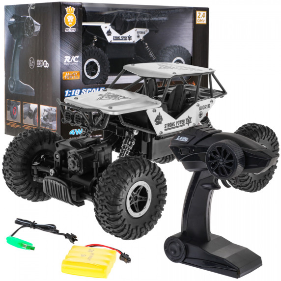 Mașină teren cu telecomandă - Inlea4Fun MONSTER - argintiu