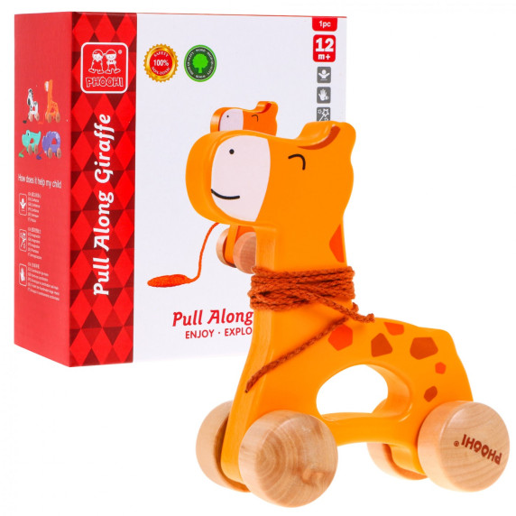 Húzható fajáték zsiráf Inlea4Fun Pull Along Giraffe