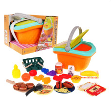 Set picnic pentru copii cu accesorii -  Inlea4Fun BURGER HAND BASKET - 