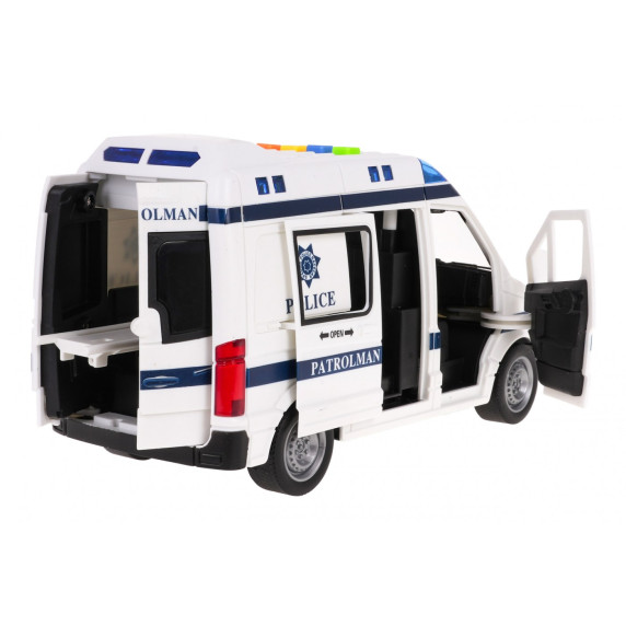 Mașină poliție de jucărie cu efect sunet și lumini, albă, 22 cm, Inlea4fun 