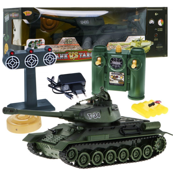 Tanc cu telecomandă - 1:28 Inlea4Fun T-34 Camouflage Mina and Shield