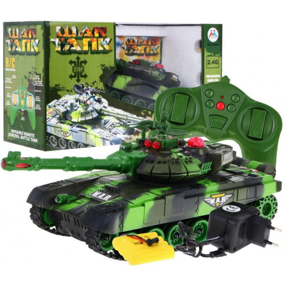 Tank na diaľkové ovládanie RC Tank WAR Camouflage - zelený