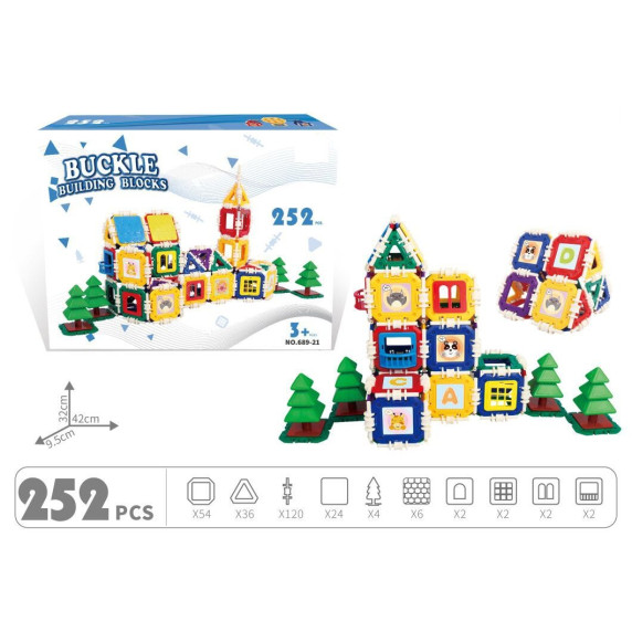 Építőjáték Inlea4Fun BUCKLE BUILDING BLOCKS - 252 darabos 