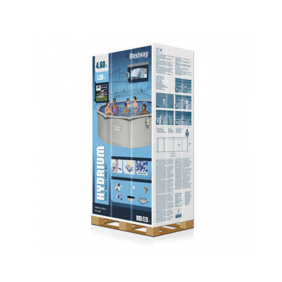 Rodinný oceľový bazén 460 x 120 cm + piesková filtrácia a schodíky BESTWAY Hydrium 56384