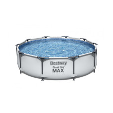 Piscină cu filtru de hârtie - 305x76 cm - BESTWAY 56408 Steel Pro - gri - 