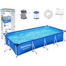 Piscină cu cadru metalic și pompă de filtrare - 400 x 211 x 81 cm - BESTWAY - 