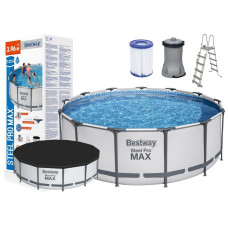 Medence papírszűrős vízforgatóval létrával 396x122 cm BESTWAY 5618W Steel Pro Max - 