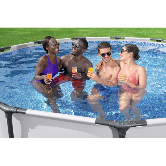 Piscină cu filtru de hârtie și scară - 396x122 cm - BESTWAY 5618W Steel Pro Max 