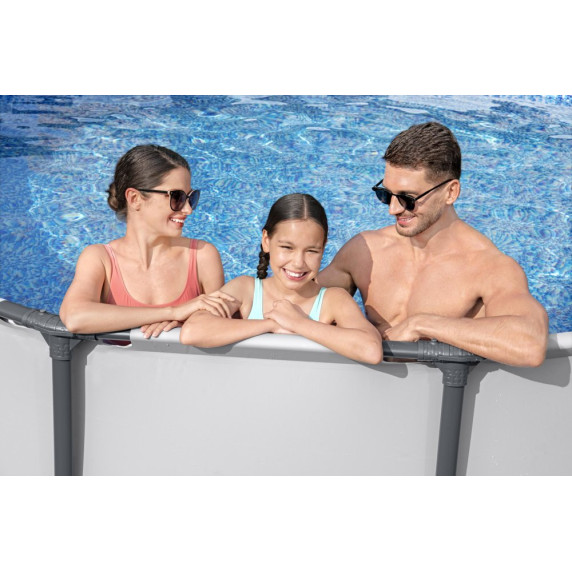 Piscină cu filtru de hârtie și scară - 396x122 cm - BESTWAY 5618W Steel Pro Max 