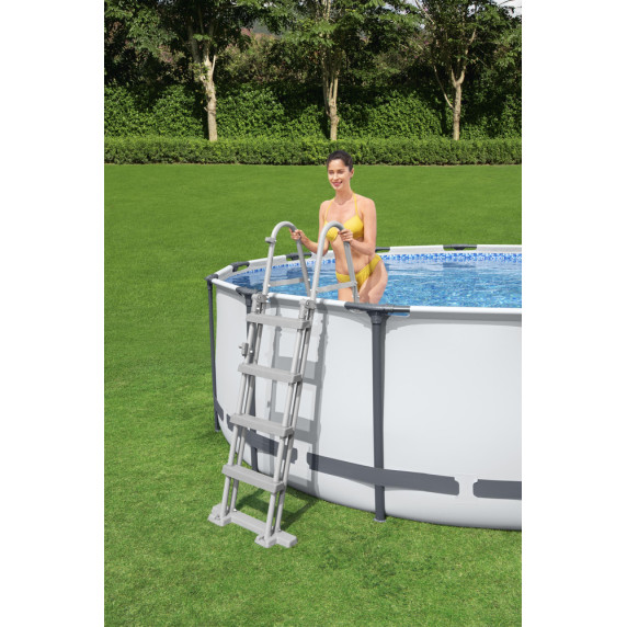 Piscină cu filtru de hârtie și scară - 396x122 cm - BESTWAY 5618W Steel Pro Max 