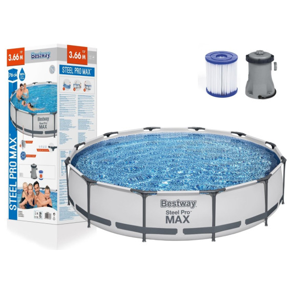 Bazén s konštrukciou 366 x 76 cm BESTWAY 56416 Steel Pro Max + kartušová filtrácia
