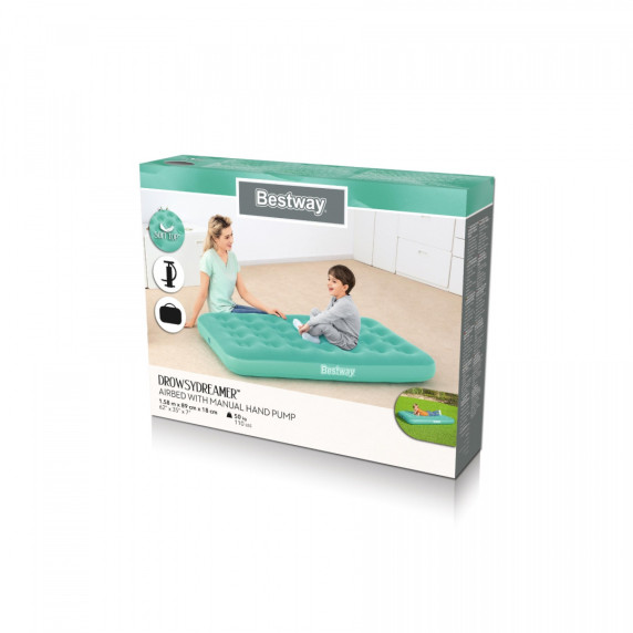 Saltea gonflabilă cu pompă umflare manuală - 158 x 89 x 18 cm - turcoaz - BESTWAY 
