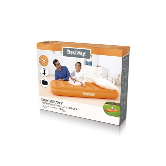 Saltea gonflabilă cu pompă umflare manuală - 158 x 89 x 18 cm - portocaliu - BESTWAY