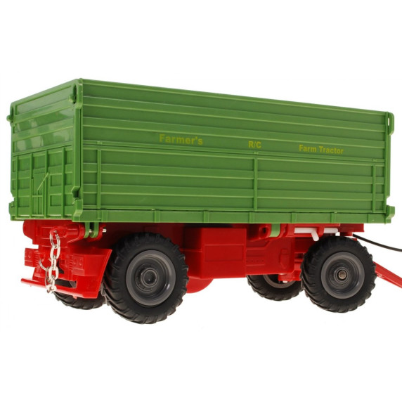 Tractor agricol cu remorcă și telecomandă - 1:28 - verde