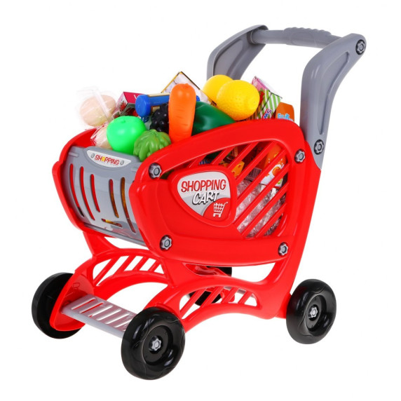Inlea4Fun SHOPPING CART Nákupný vozík s potravinami - červený