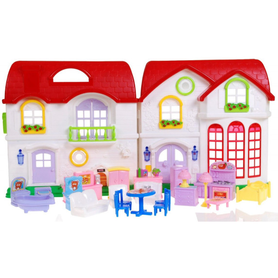 Detský rozkladací domček s nábytkom Inlea4Fun HAPPY FAMILY