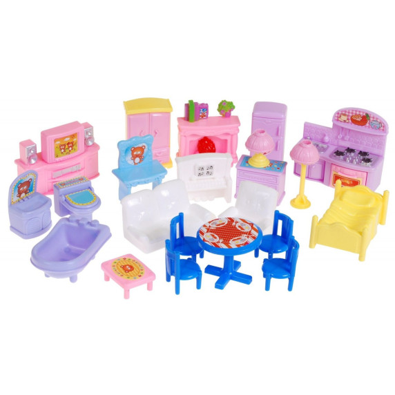 Detský rozkladací domček s nábytkom Inlea4Fun HAPPY FAMILY