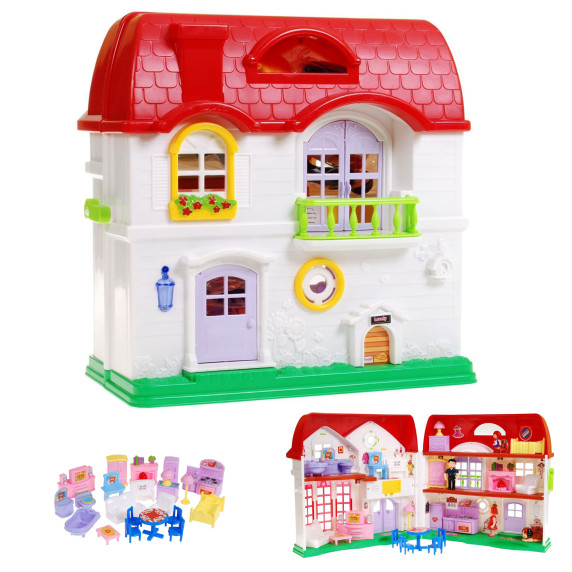 Detský rozkladací domček s nábytkom Inlea4Fun HAPPY FAMILY